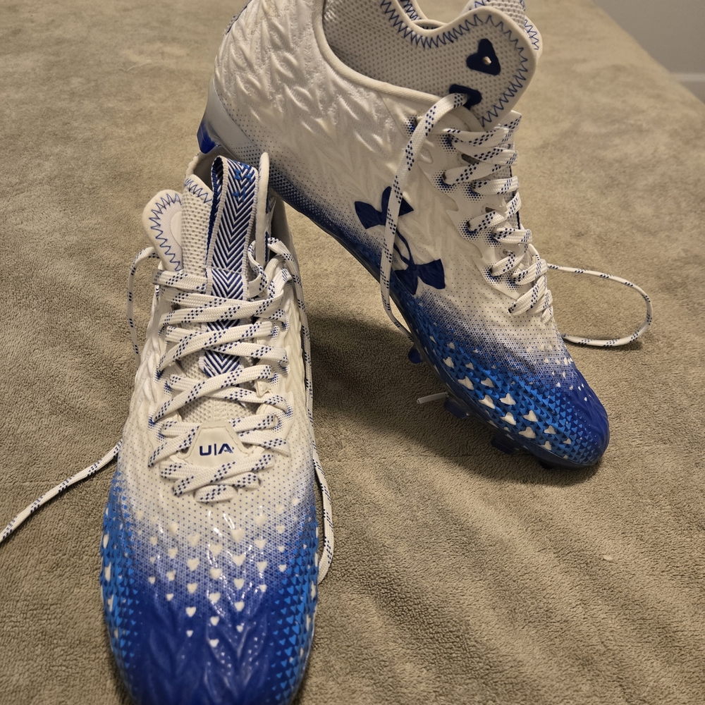 Under Armour Blue and White Cleats